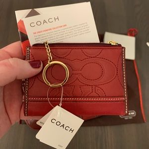 Authentic red Coach leather wallet. New.